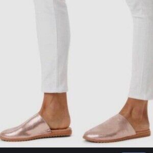 Women's Size 7 Sorel Metallic Pink Rose Gold Slip On Ella Mules Flat Shoes